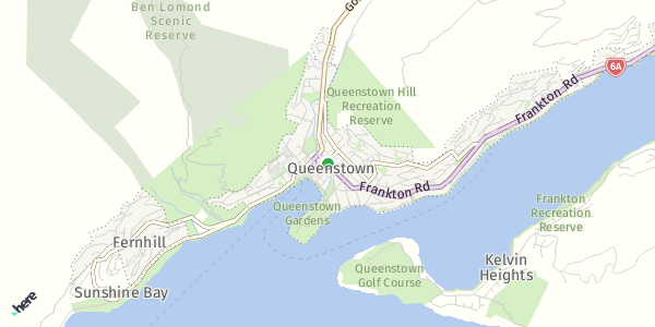 HERE Map of Queenstown, New Zealand